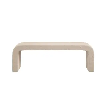 Buy Ren Bench in Chenille Boucl&eacute; with Curved Modern Design, Colour: Buff from Furnituretta