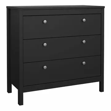 Buy Madrid Chest 3 Drawers in Matt Black from Furnituretta