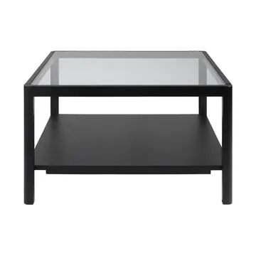 Buy Ray Coffee Table with Glass Top and Lower Shelf in Modern Style, Colour: Black from Furnituretta