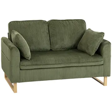 Buy HOMCOM 2 Seater Sofa with Spring Cushions, Metal Legs and 2 Pillows, Colour: Dark Green from Furnituretta