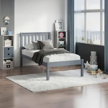 Buy Otto Single Bed &ndash; Solid Wood Single Bed Frame in Grey (2200 &times; 990 &times; 950 mm), Colour: Grey from Furnituretta