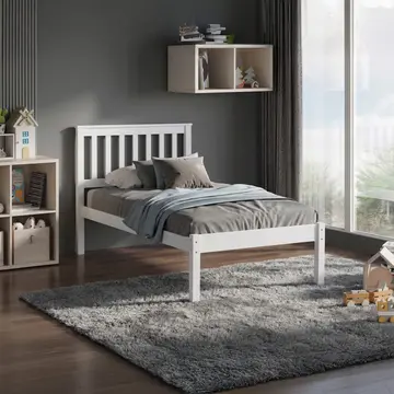 Buy Otto Single Wooden Bed White, Colour: White from Furnituretta