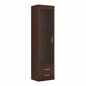 Buy Imperial Tall Glazed 1 Door 2 Drawer Narrow Cabinet in Dark Mahogany Melamine from Furnituretta