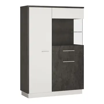 Buy Zingaro Low Display Cabinet RH &ndash; Grey & Alpine White Storage with Glass Door from Furnituretta
