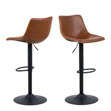 Buy I_Oregon Bar Stool in Brown &ndash; Adjustable PU Leather Swivel Bar Chair from Furnituretta