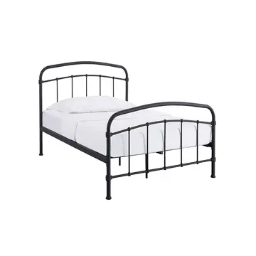 Buy Halston Metal Bed – Industrial Curved Rail Frame in Black or Copper (All Sizes), Colour: Black, Bed Size: Single (3ft) from Furnituretta