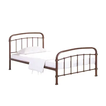 Buy Halston Metal Bed &ndash; Industrial Curved Rail Frame in Black or Copper (All Sizes), Colour: Copper, Bed Size: Single (3ft) from Furnituretta