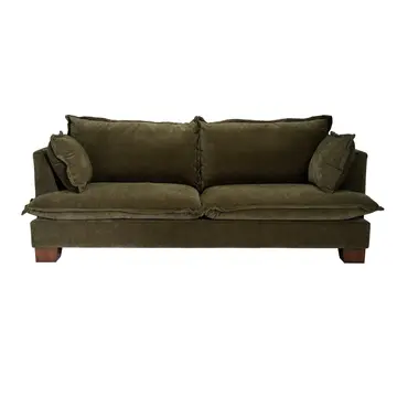Buy Suffolk Olive 3 Seater Sofa – Chenille Oxford‑Edge Cushions & Wood Legs from Furnituretta