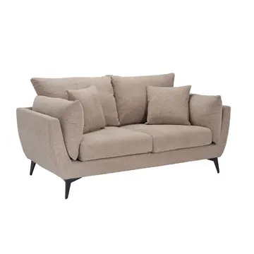 Buy Carter Taupe 2 Seater Sofa – Dark Neutral Textured Fabric with Cushions from Furnituretta