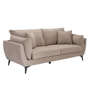 Buy Carter Taupe 3 Seater Sofa – Dark Neutral Textured Fabric with Cushions from Furnituretta