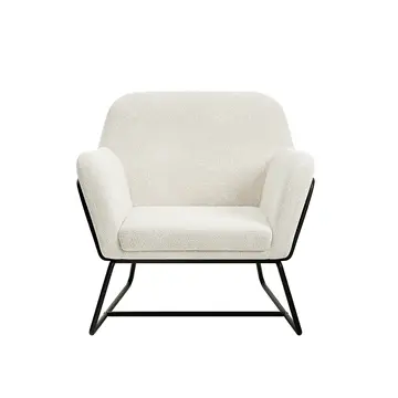 Buy Charles Velvet Armchair &ndash; Plush Occasional Chair with Matte Black Frame, Colour: Ivory from Furnituretta