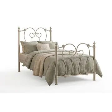 Buy Inova Metal Bed Frame &ndash; Ivory Victorian Style Bed with Slatted Base, Colour: Ivory, Bed Size: Single (3ft), Item Width: 95 from Furnituretta