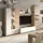 Buy Aroma White and Oak Wall Entertainment Unit – 260 cm Wide with LED Lights from Furnituretta