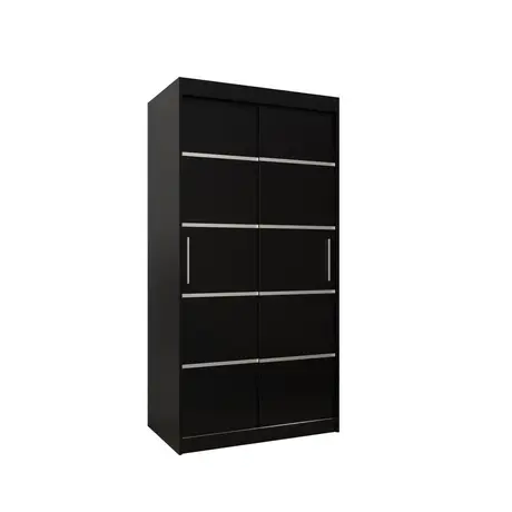 Buy Verona 01 Sliding Door Wardrobe 100cm, Colour: Black, Item Width: 100 from Furnituretta