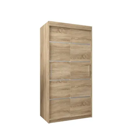 Buy Verona 01 Sliding Door Wardrobe 100cm, Colour: Oak Sonoma, Item Width: 100 from Furnituretta