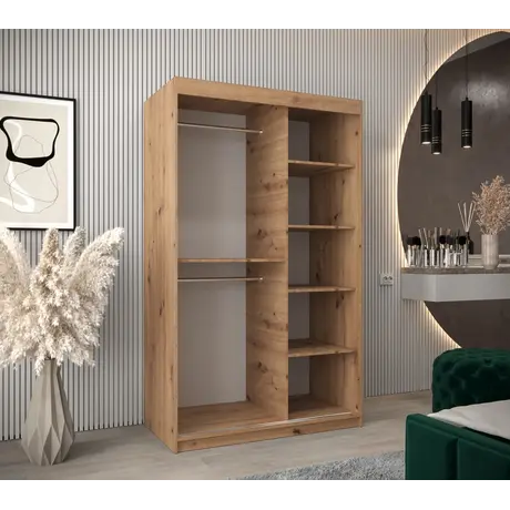 Buy Elypse Sliding Door Wardrobe 120cm, Colour: Oak Artisan, Item Width: 120, 7 from Furnituretta