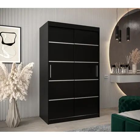 Buy Verona 01 Sliding Door Wardrobe 120cm, Colour: Black, Item Width: 120, 10 from Furnituretta