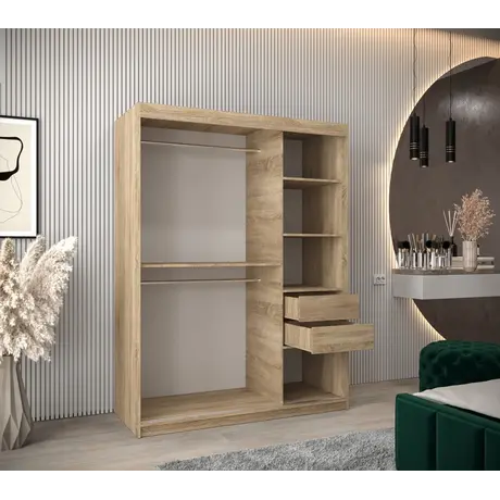 Buy Verona 02 Sliding Door Wardrobe 150cm, Colour: Black, Item Width: 150, 17 from Furnituretta