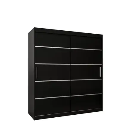 Buy Verona 01 Sliding Door Wardrobe 180cm, Colour: Black, Item Width: 180 from Furnituretta
