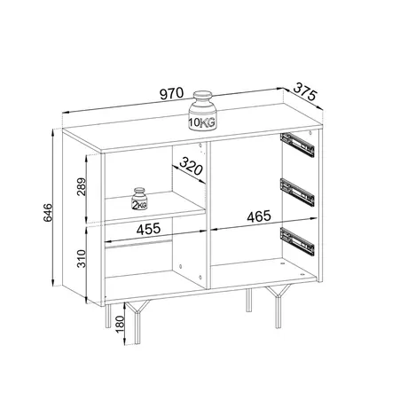 Buy Raven Sideboard Cabinet 97cm, 7 from Furnituretta