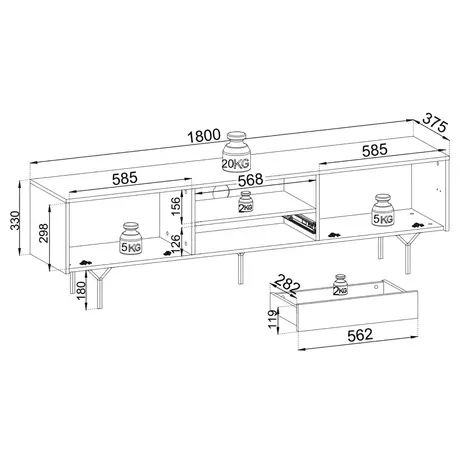 Buy Raven TV Cabinet 180cm, 7 from Furnituretta