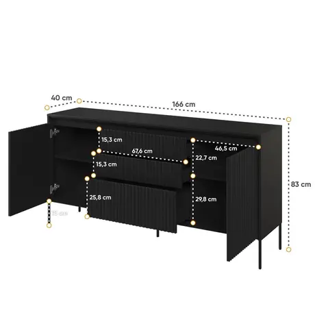 Buy Trend TR-01 Sideboard Cabinet 166cm, Colour: Black Matt, Item Width: 166, 6 from Furnituretta