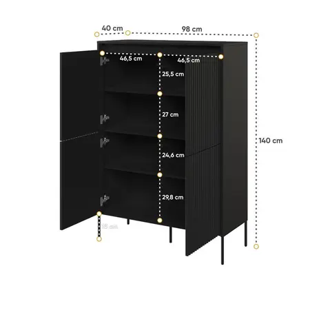 Buy Trend TR-03 Highboard Cabinet 98cm, Colour: Black Matt, Item Width: 98, 7 from Furnituretta