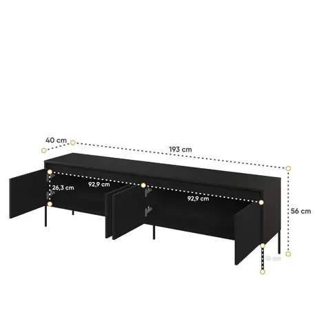 Buy Trend TR-06 TV Cabinet – Black Matt 193cm | Sleek Media Storage with Modern Detailing, Colour: Black Matt, Item Width: 193, 8 from Furnituretta