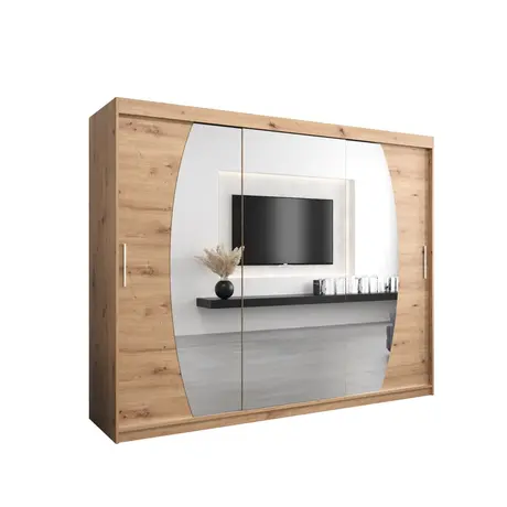 Buy Elypse Sliding Door Wardrobe 250cm, Colour: Oak Artisan, Item Width: 250 from Furnituretta