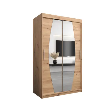 Buy Elypse Sliding Door Wardrobe 120cm, Colour: Oak Artisan, Item Width: 120 from Furnituretta