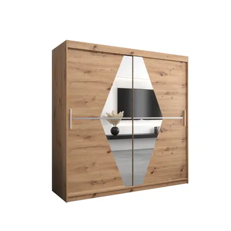 Buy Boliwia Sliding Door Wardrobe 200cm, Colour: Oak Artisan, Item Width: 200 from Furnituretta