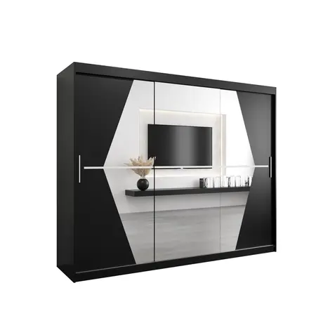 Buy Boliwia Sliding Door Wardrobe 250cm, Colour: Black, Item Width: 250 from Furnituretta