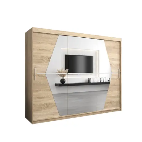 Buy Boliwia Sliding Door Wardrobe 250cm, Colour: Oak Sonoma, Item Width: 250 from Furnituretta