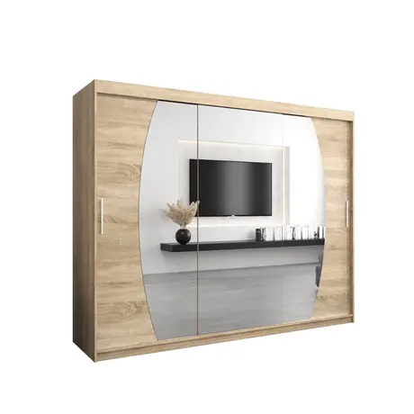 Buy Elypse Sliding Door Wardrobe 250cm, Colour: Oak Sonoma, Item Width: 250 from Furnituretta