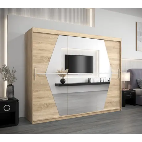 Buy Boliwia Sliding Door Wardrobe 250cm, Colour: Oak Artisan, Item Width: 250, 15 from Furnituretta