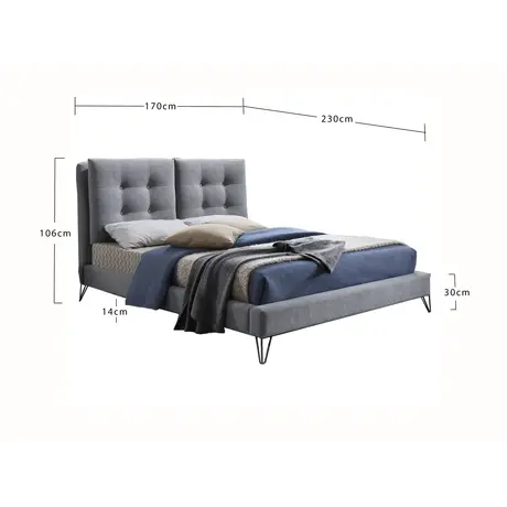 Buy Tuscany King Size Bed Frame: Quality Upholstery and Design, Colour: Grey, Size: 5ft/King , Item Width: 170, 2 from Furnituretta