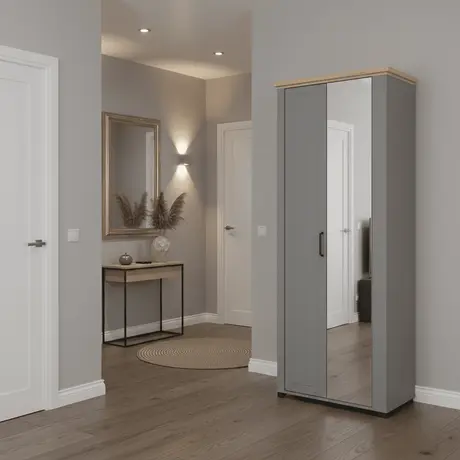 Buy Harwich Mirrored Wardrobe – Graphite Grey & Artisan Oak, 4 from Furnituretta