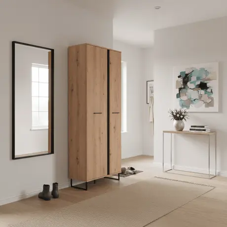 Buy Barry Tall Slim 2 Door Wardrobe in Oak Effect from Furnituretta