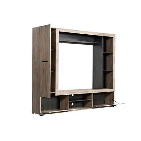 Buy Duns Grey Oak Effect and Black Entertainment Unit Wall TV Cabinet, 2 from Furnituretta