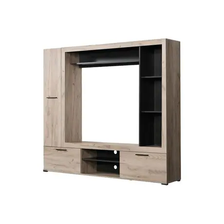 Buy Duns Grey Oak Effect and Black Entertainment Unit Wall TV Cabinet, 3 from Furnituretta