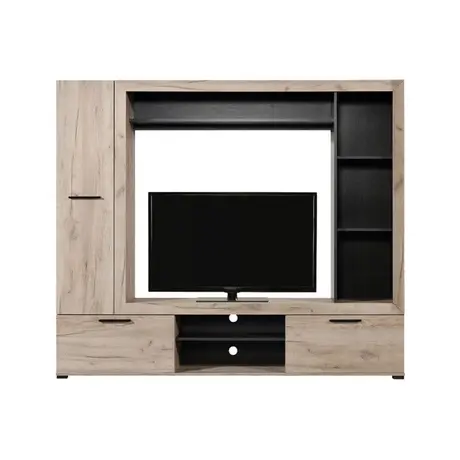 Buy Duns Grey Oak Effect and Black Entertainment Unit Wall TV Cabinet, 4 from Furnituretta