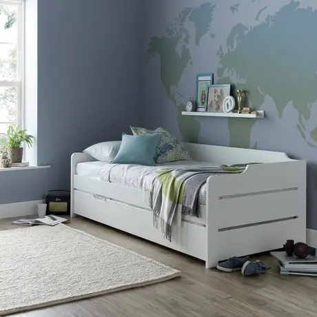 Buy Copella White Guest Bed with Trundle – Single (3ft) Day Bed with Pull‑Out Bed from Furnituretta