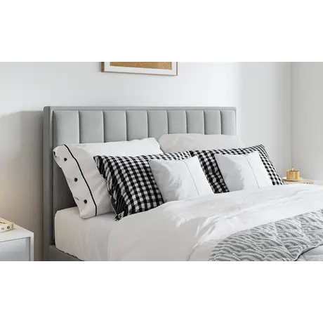 Buy Rhodes Grey Velvet Ottoman Bed – Double 4ft6 with Storage & Deep Headboard, Colour: Grey, Bed Size: Double (4ft6), 5 from Furnituretta