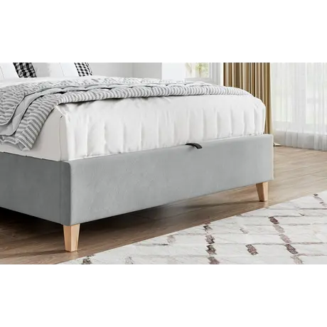 Buy Rhodes Grey Velvet Ottoman Bed – Double 4ft6 with Storage & Deep Headboard, Colour: Grey, Bed Size: Double (4ft6), 6 from Furnituretta