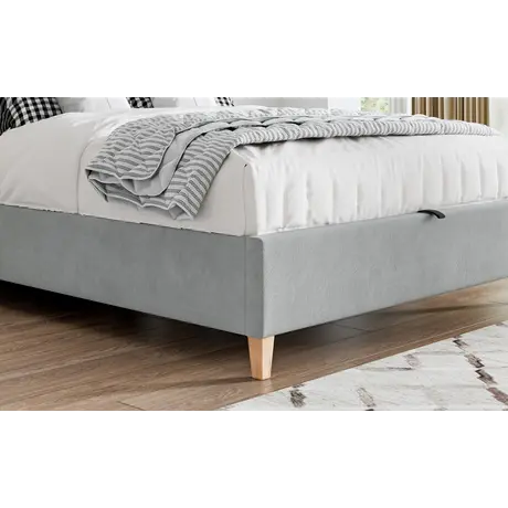 Buy Rhodes Grey Velvet Ottoman Bed – Double 4ft6 with Storage & Deep Headboard, Colour: Grey, Bed Size: Double (4ft6), 7 from Furnituretta