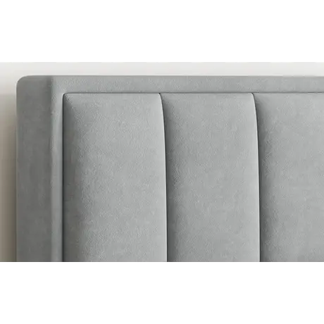 Buy Rhodes Grey Velvet Ottoman Bed – Double 4ft6 with Storage & Deep Headboard, Colour: Grey, Bed Size: Double (4ft6), 10 from Furnituretta