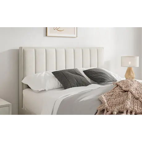 Buy Rhodes Warmstone Velvet Ottoman Bed – Double 4ft6 with Storage & Deep Headboard, Colour: Warmstone, Bed Size: Double (4ft6), 4 from Furnituretta