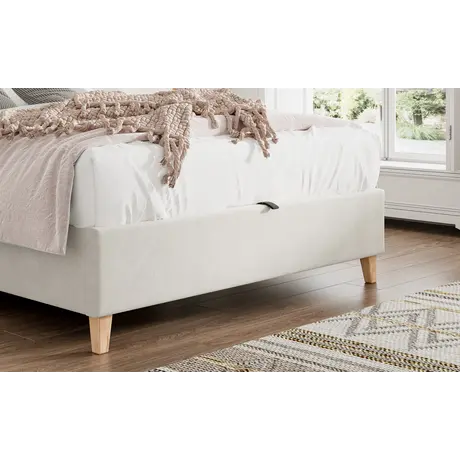 Buy Rhodes Warmstone Velvet Ottoman Bed – Double 4ft6 with Storage & Deep Headboard, Colour: Warmstone, Bed Size: Double (4ft6), 5 from Furnituretta