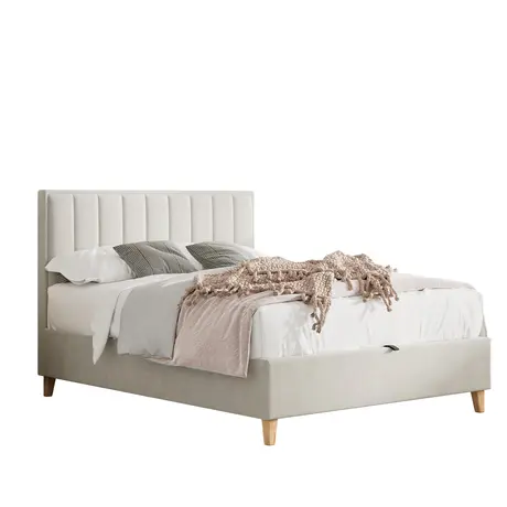 Buy Rhodes Warmstone Velvet Ottoman Bed – Double 4ft6 with Storage & Deep Headboard, Colour: Warmstone, Bed Size: Double (4ft6), 3 from Furnituretta