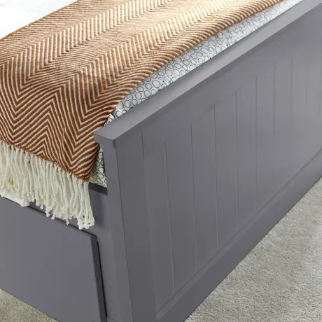 Buy Enzo Grey Wooden 3‑Drawer Storage Bed – Single 3ft with Bookcase Headboard, Colour: Grey, Bed Size: Single (3ft), 5 from Furnituretta